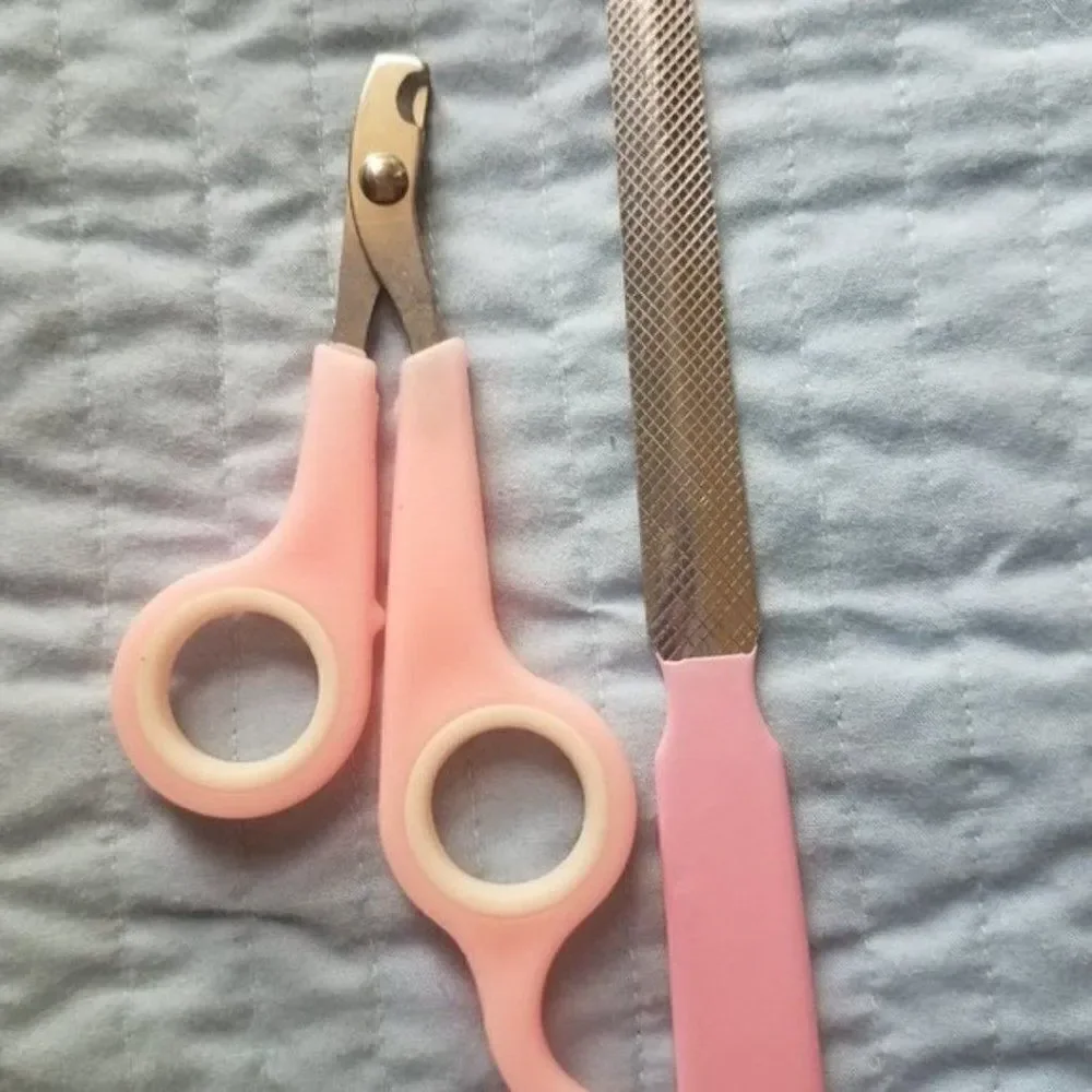 Dog Nail Clippers & File Pink for Small Little Dogs Grooming